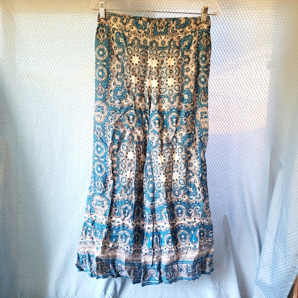 Anthropologie Feather Bone Blue Talese Wide Leg Ankle Crop Pants Size 2 - Picture 3 of 7